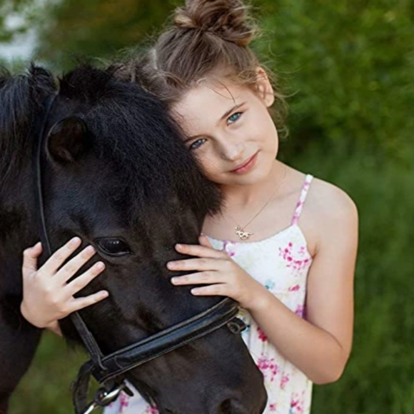 "G" Horse Love Necklace Rose Gold Girls Tweens Teens - Picture 2 of 2